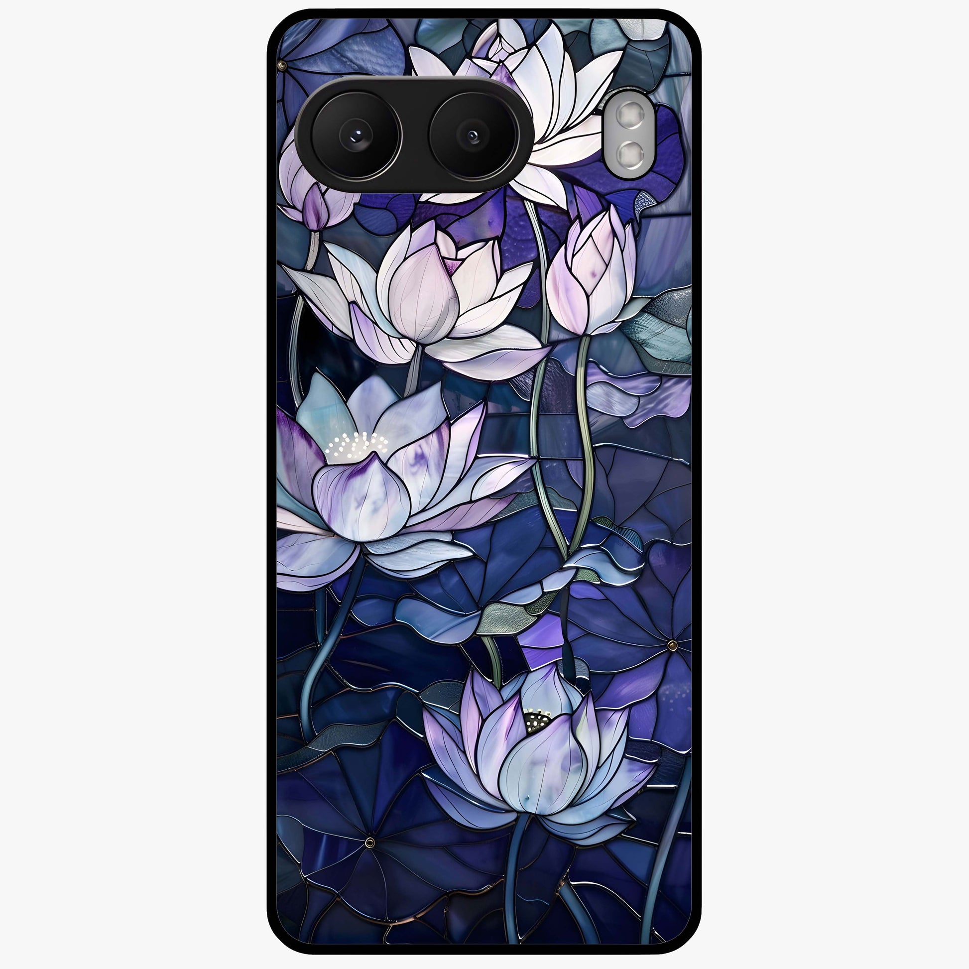 Gloss Petal Rush Glass Case for 1+Nord 4 bold front view featuring dynamic floral artwork with glossy appeal