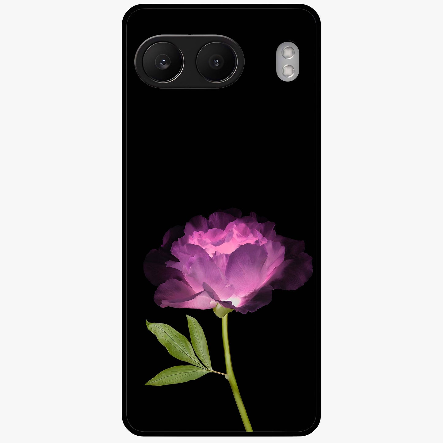 Glow Petal Bloom Glass Case for 1+Nord 4 radiant front view featuring luminous floral artwork