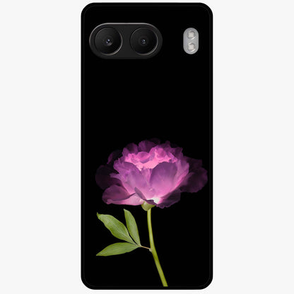 Glow Petal Bloom Glass Case for 1+Nord 4 radiant front view featuring luminous floral artwork