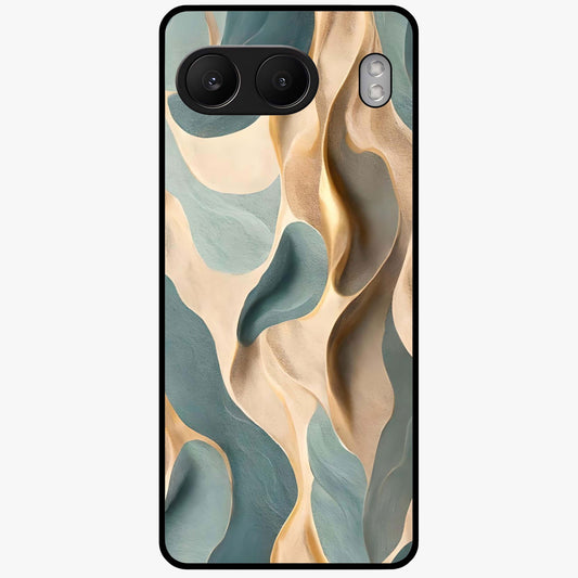 Golden Dune Waves Glass Case for 1+Nord 4 scenic front view featuring flowing desert dune artwork in golden hues