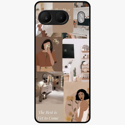 Golden Mind Moment Glass Case for 1+Nord 4 artistic front view featuring abstract golden inspired artwork