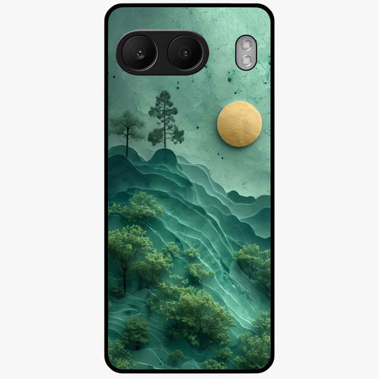 Green Hills With Sun Glass Case for 1+Nord 4 scenic front view featuring rolling hills under warm sunlight