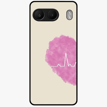 Heartbeat of Love Glass Case for 1+Nord 4 romantic front view featuring heartbeat inspired love artwork