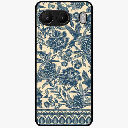 Heirloom Wild Bloom Glass Case for 1+Nord 4 elegant front view featuring vintage inspired wild floral artwork