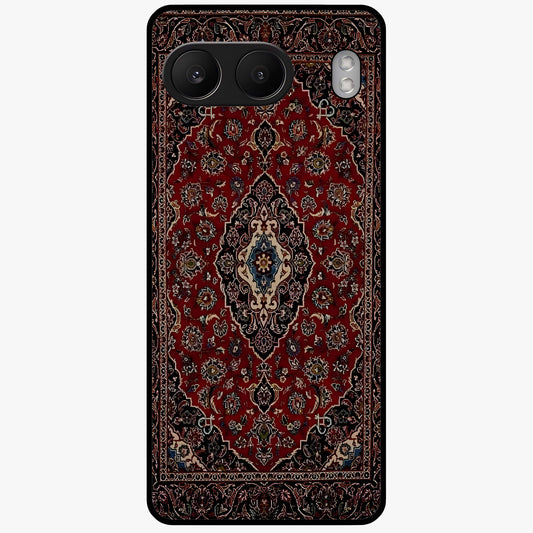 Heritage Carpet Royale Glass Case for 1+Nord 4 showing full back design in clean flat view with royal carpet-inspired artwork and glossy glass finish.