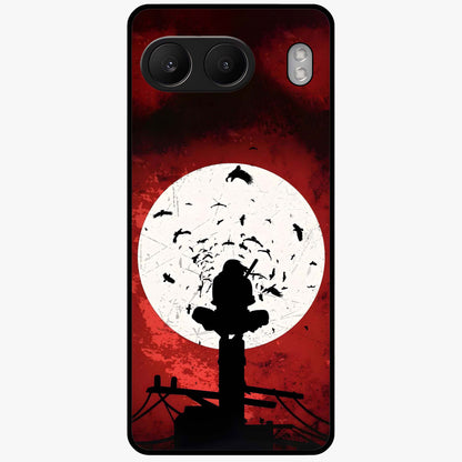 Itachi Limited Edition Naruto Anime Case Glass Case for 1+Nord 4 bold front view featuring intense anime character artwork