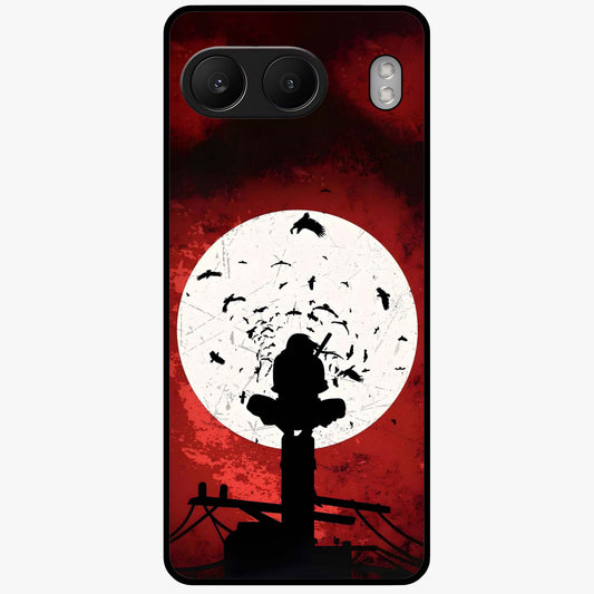 Itachi Limited Edition Naruto Anime Case Glass Case for 1+Nord 4 bold front view featuring intense anime character artwork