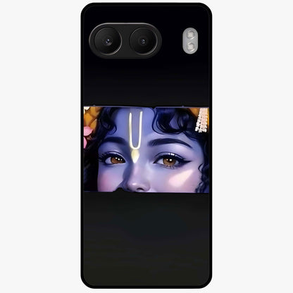 Krishna Divine Embrace Glass Case for 1+Nord 4 serene front view featuring devotional Krishna inspired artwork