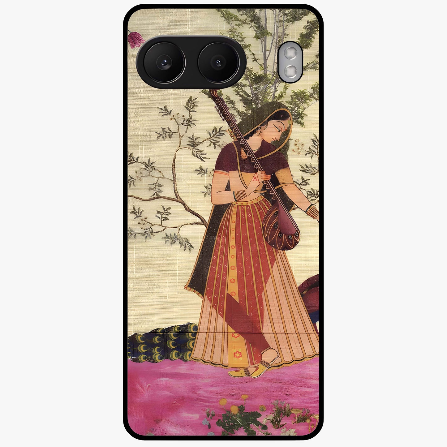 Lady With Veena Art Glass Case for 1+Nord 4 elegant front view featuring classical musical inspired artwork
