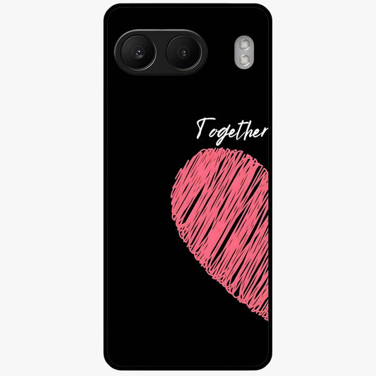 Love Forever Together Left Glass Case for 1+Nord 4 romantic front view featuring couple themed artwork