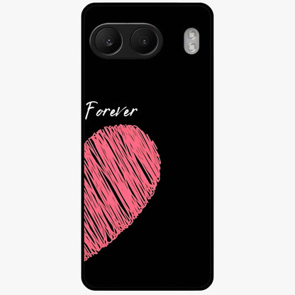 Love Forever Together Right Glass Case for 1+Nord 4 romantic front view featuring complementary couple artwork