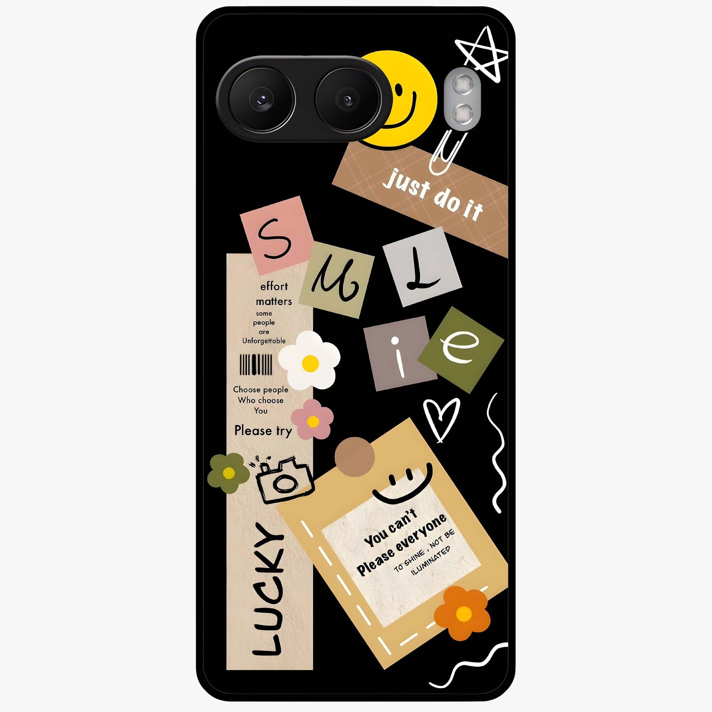 Lucky Aesthetic Collage Case Glass Case for 1+Nord 4 vibrant front view featuring layered aesthetic collage artwork
