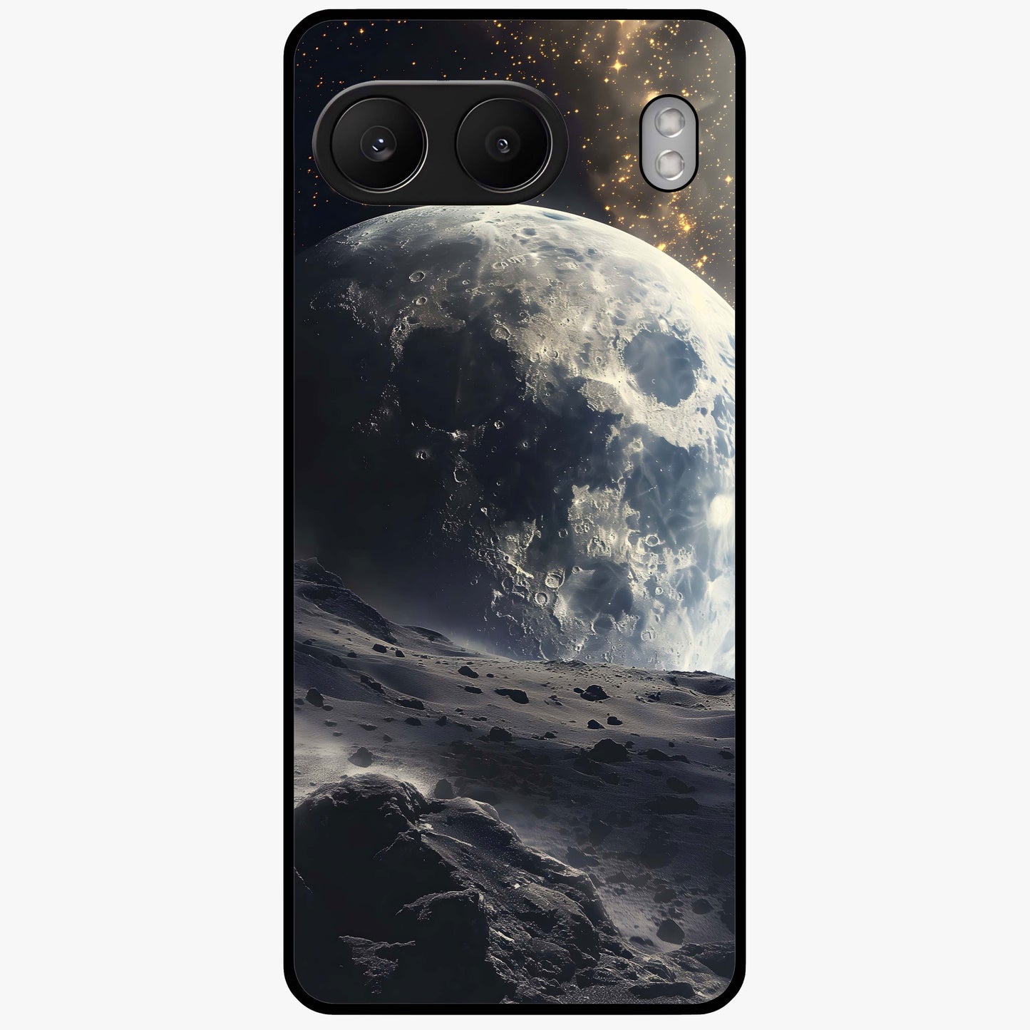 Lunar Horizon Glow Glass Case for 1+Nord 4 serene front view featuring moonlit horizon artwork