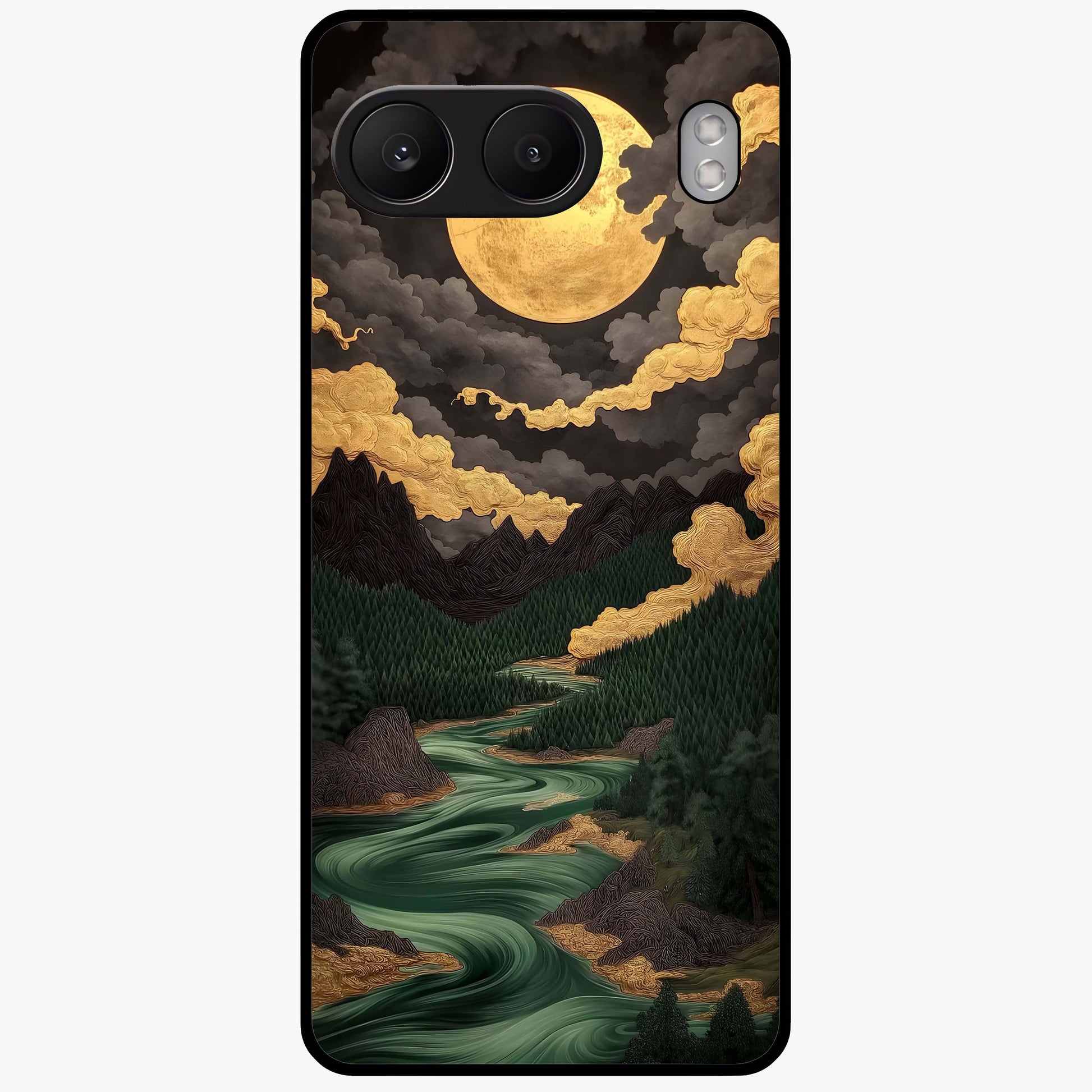 Lunar Silk Garden Glass Case for 1+Nord 4 elegant front view featuring floral artwork with soft lunar tones