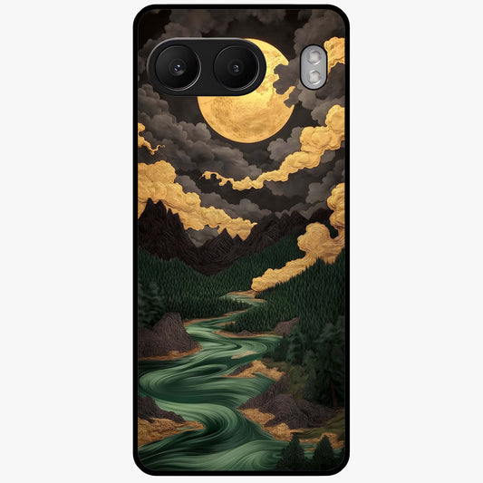 Lunar Silk Garden Glass Case for 1+Nord 4 elegant front view featuring floral artwork with soft lunar tones