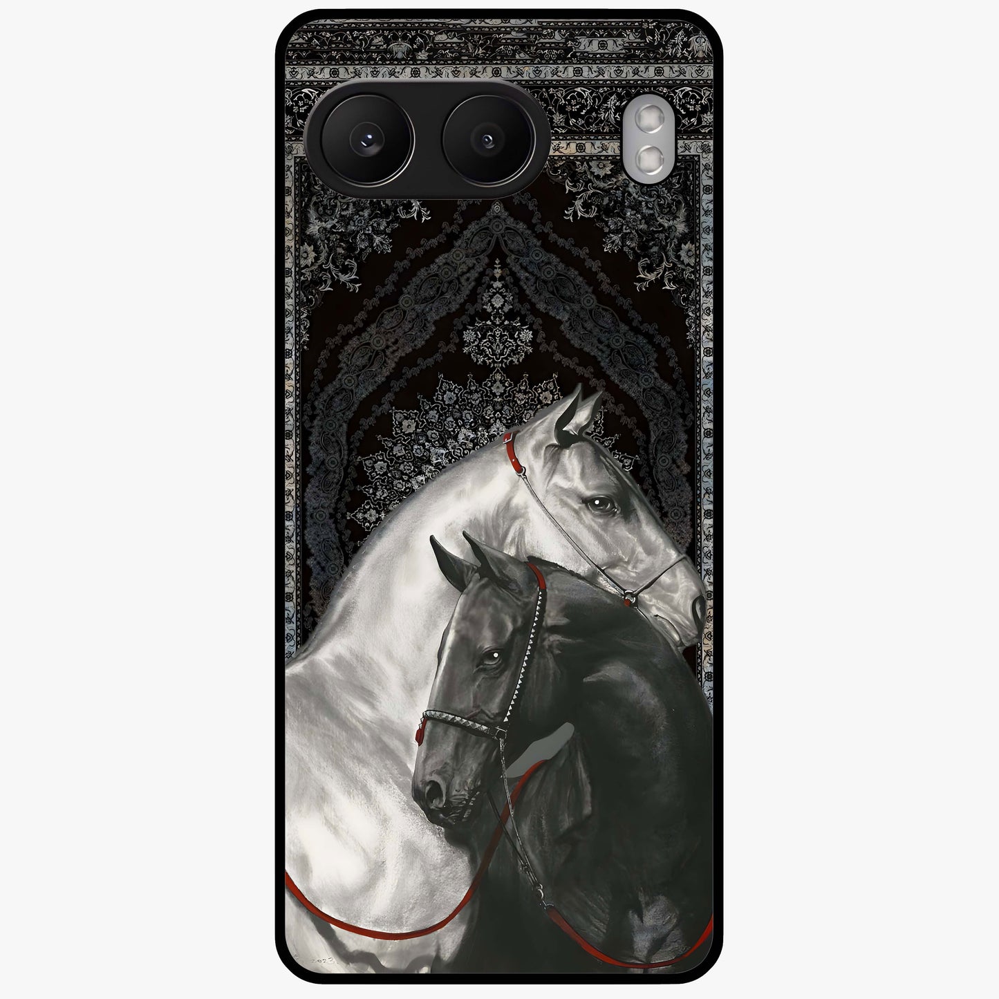 Majestic Ride Legacy Glass Case for 1+Nord 4 bold front view featuring dynamic ride inspired artwork