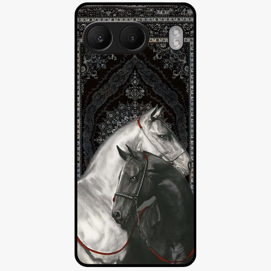 Majestic Ride Legacy Glass Case for 1+Nord 4 bold front view featuring dynamic ride inspired artwork