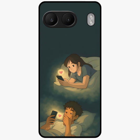 Midnight Love Glass Case for 1+Nord 4 romantic front view featuring subtle love inspired artwork in dark tones