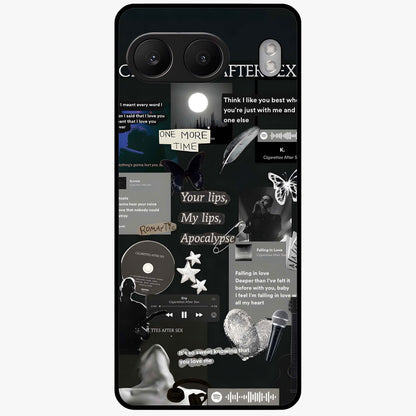 Midnight Love Echo Glass Case for 1+Nord 4 romantic front view featuring subtle love inspired artwork in dark tones