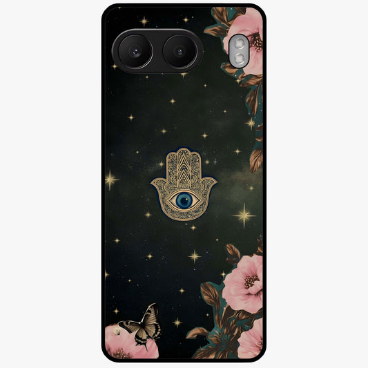 Mystic Bloom Protection Glass Case for 1+Nord 4 artistic front view featuring floral artwork with protective mystic elements