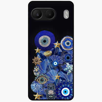 Mystic Ocean Eye Glass Case for 1+Nord 4 vibrant front view featuring ocean inspired eye artwork in blue tones