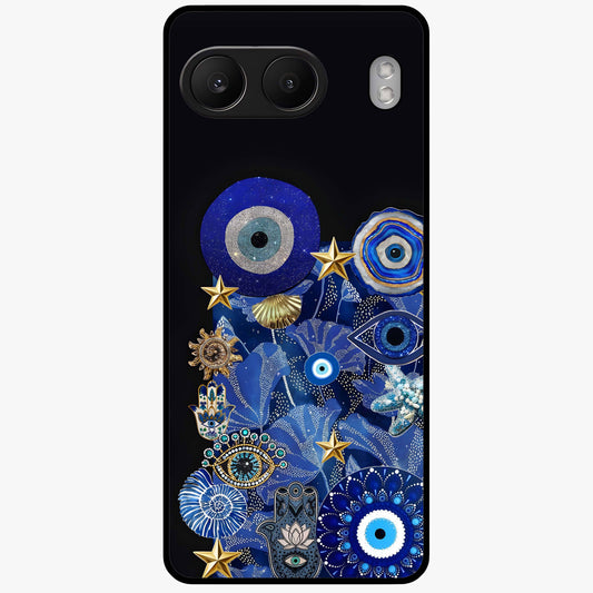 Mystic Ocean Eye Glass Case for 1+Nord 4 vibrant front view featuring ocean inspired eye artwork in blue tones
