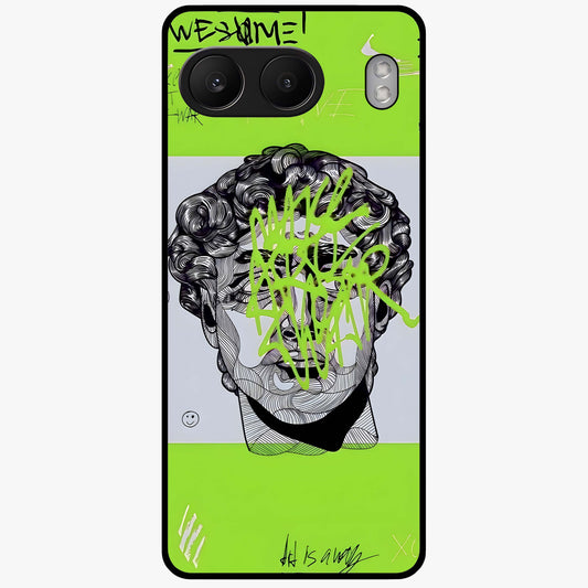 Neo Graffiti Rebellion Glass Case for 1+Nord 4 edgy front view featuring bold graffiti style artwork