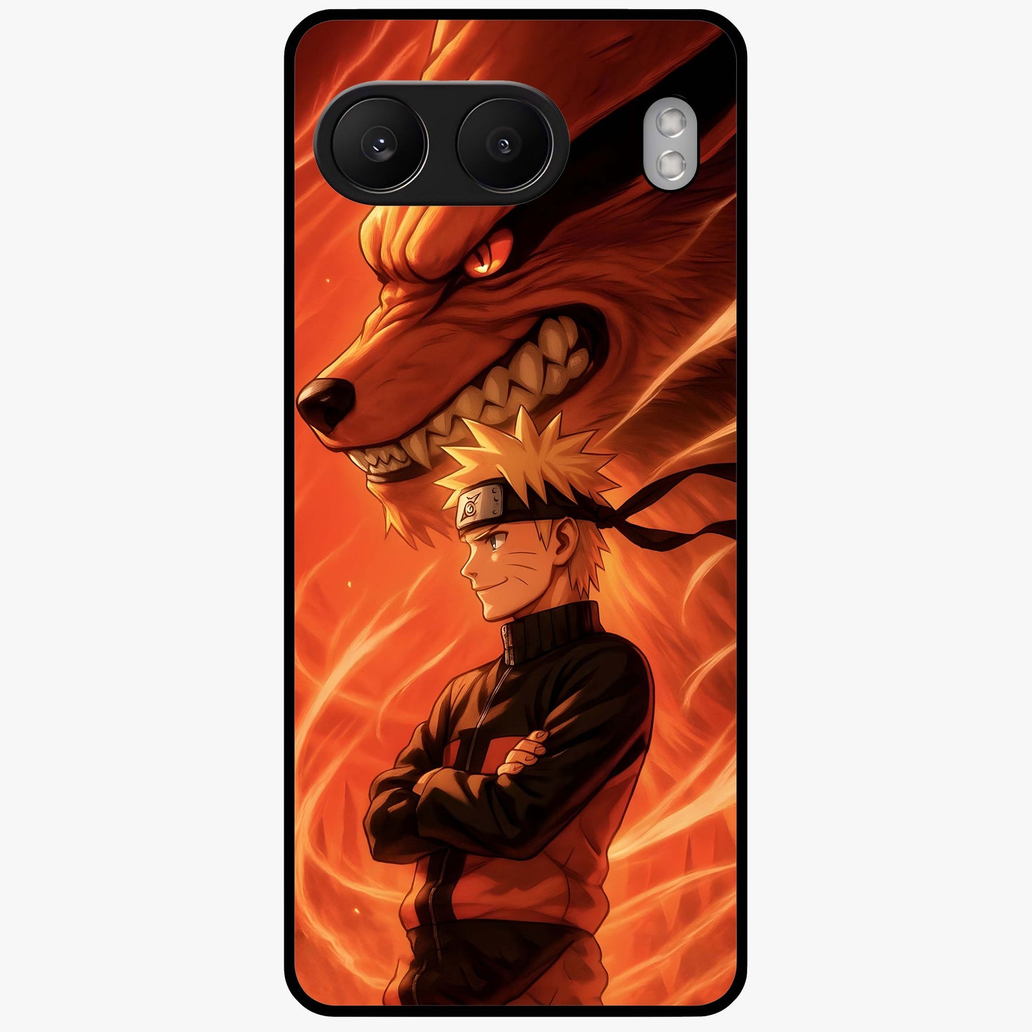 Nine Tails Legacy Glass Case for 1+Nord 4 powerful front view featuring legendary fox inspired artwork