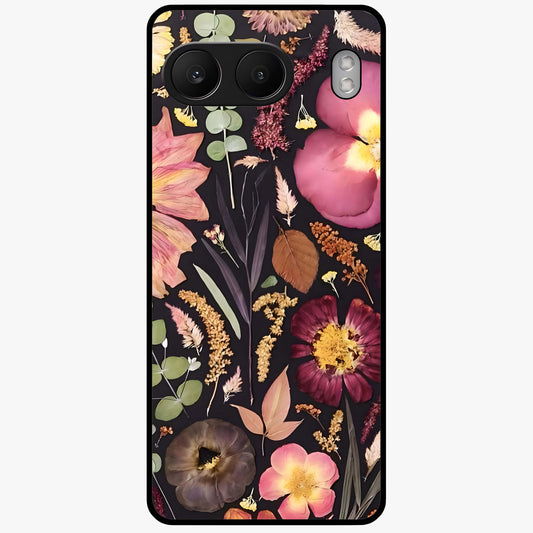 Petal Dream Tapestry Glass Case for 1+Nord 4 elegant front view featuring intricate floral tapestry artwork