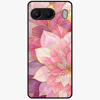 Petal Luxe Bloom Glass Case for 1+Nord 4 luxurious front view featuring refined floral artwork with rich tones