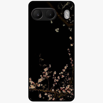 Petal Moon Light With Custom Name Glass Case for 1+Nord 4 graceful front view featuring floral artwork under moonlight with personalized name design