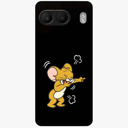 Playful Jerry Vibes Glass Case for 1+Nord 4 cheerful front view featuring animated cartoon artwork with playful energy