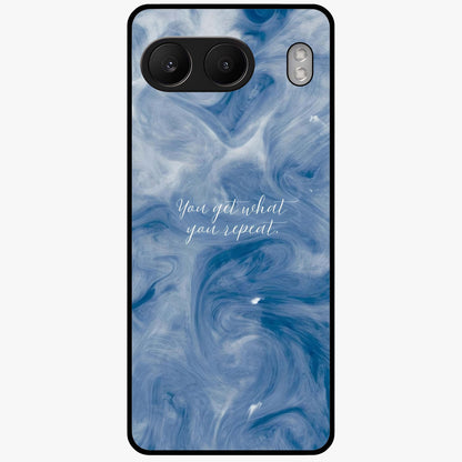 Repeat Your Destiny Glass Case for 1+Nord 4 motivational front view featuring bold typography artwork