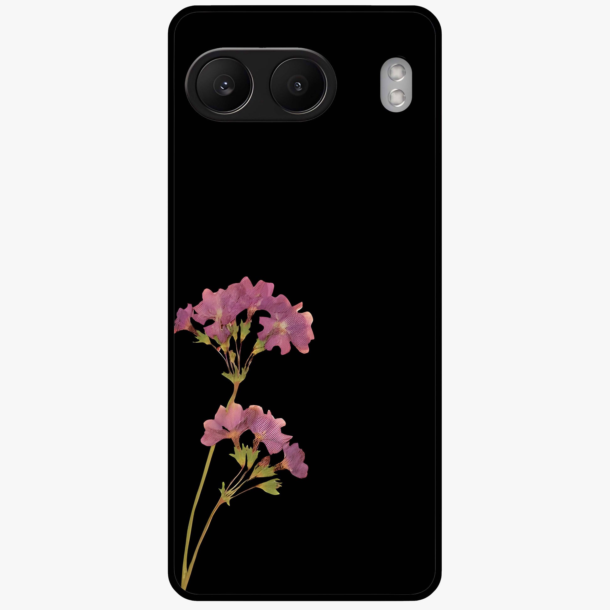 Riching Lavender Flower Glass Case for 1+Nord 4 soft front view featuring elegant lavender floral artwork