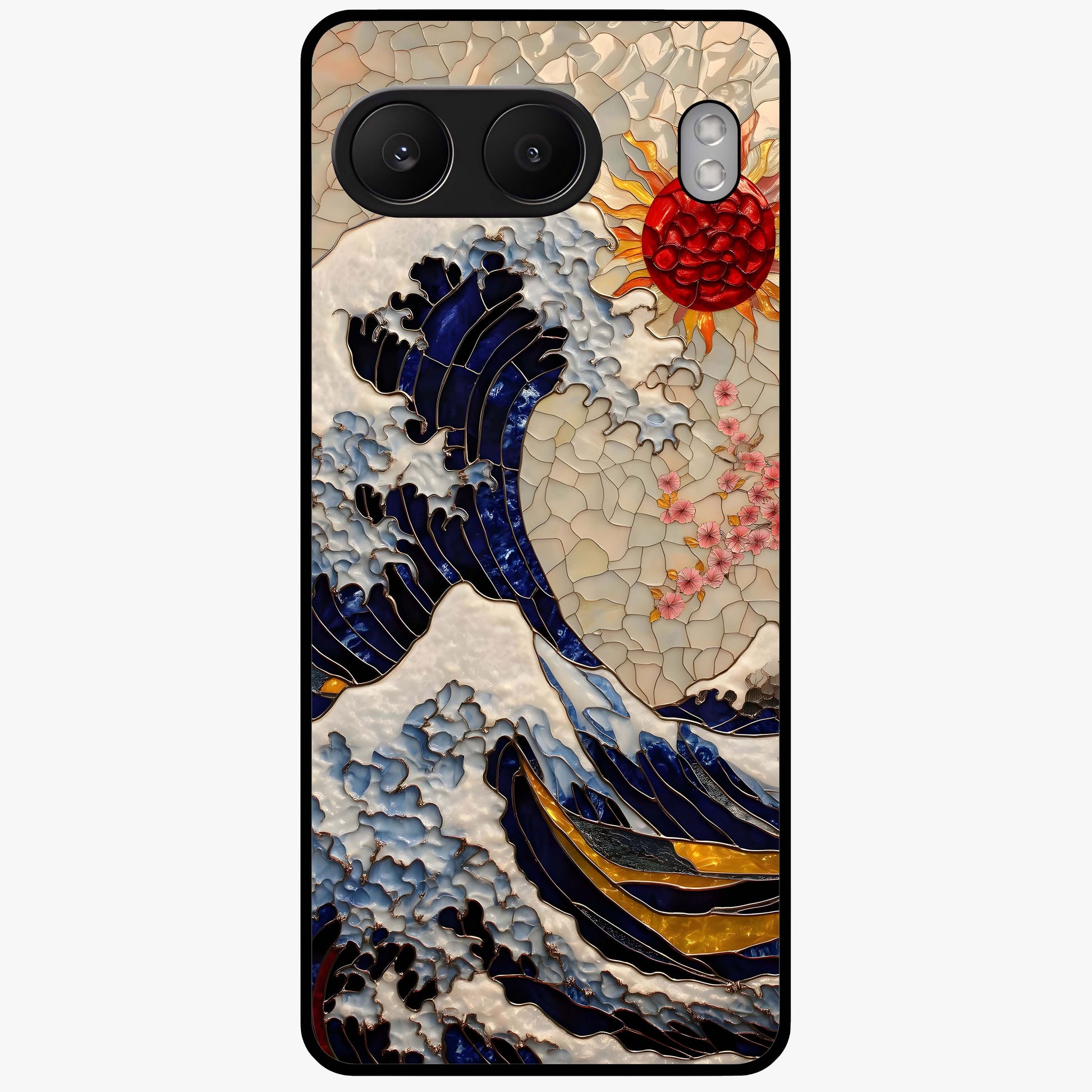 Rising Wave Glory Glass Case for 1+Nord 4 dynamic front view featuring powerful wave inspired artwork