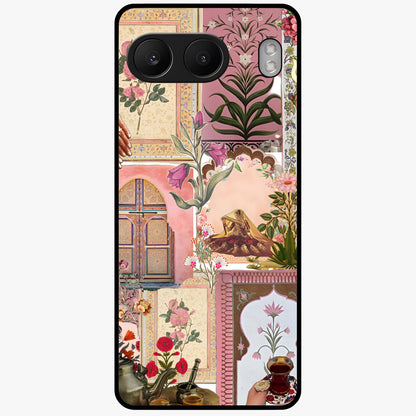 Royal Pink Legacy Glass Case for 1+Nord 4 elegant front view featuring luxurious pink themed artistic artwork