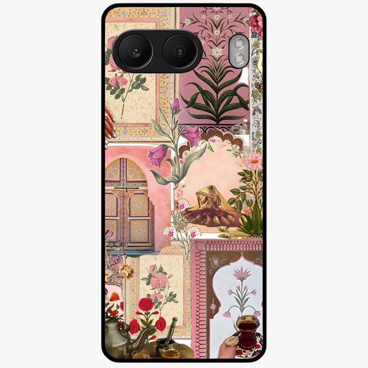 Royal Pink Legacy Glass Case for 1+Nord 4 elegant front view featuring luxurious pink themed artistic artwork