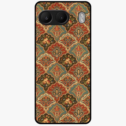 Royal Threadwork Glass Case for 1+Nord 4 elegant front view featuring embroidered threadwork inspired artwork