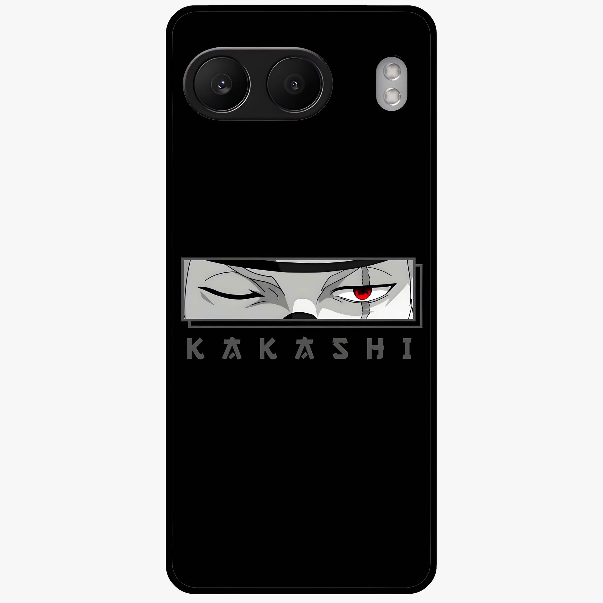 Scarlet Ninja Gaze Glass Case for 1+Nord 4 striking front view featuring ninja inspired artwork in crimson tones