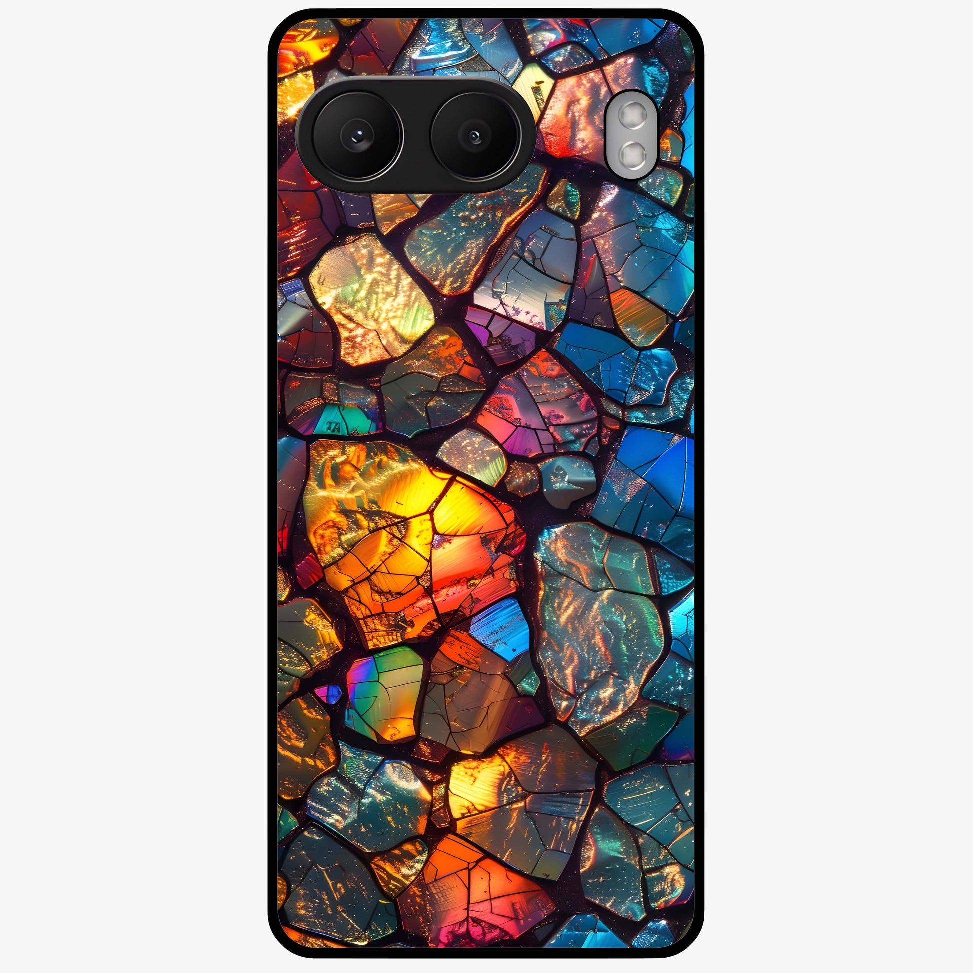 Shattered Light Glass Case for 1+Nord 4 artistic front view featuring abstract broken light inspired artwork