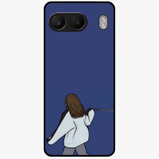 Silent Distance Love Glass Case for 1+Nord 4 emotional front view featuring romantic artwork in soft muted tones