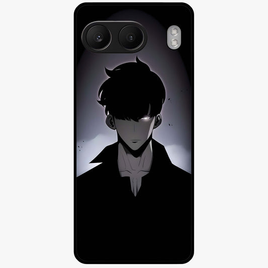Silent Shadow Awakening Glass Case for 1+Nord 4 intense front view featuring dark warrior inspired artwork