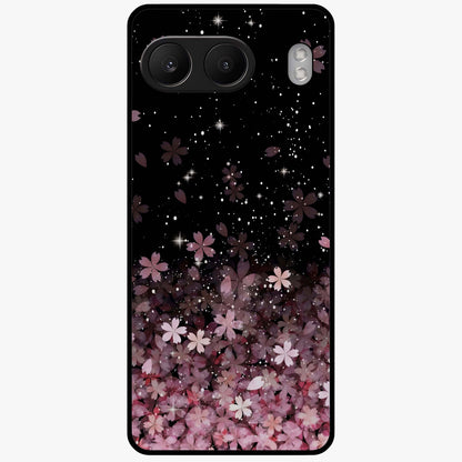 Small Starry Flowers Glass Case for 1+Nord 4 charming front view featuring tiny floral artwork with star accents