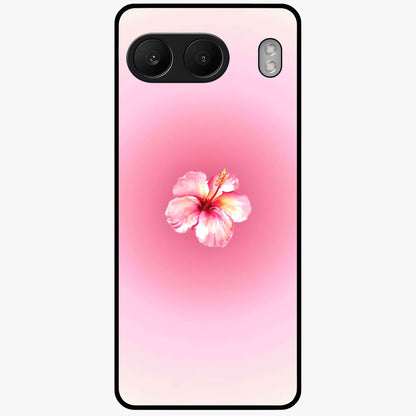 Soft Petal Serenity Glass Case for 1+Nord 4 elegant front view featuring gentle floral artwork in muted tones