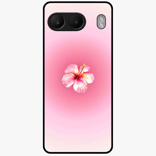 Soft Petal Serenity Glass Case for 1+Nord 4 elegant front view featuring gentle floral artwork in muted tones