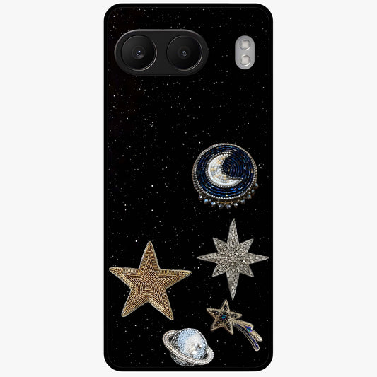 Starlit Cosmic Dreams Glass Case for 1+Nord 4 vibrant front view featuring galaxy inspired artistic artwork