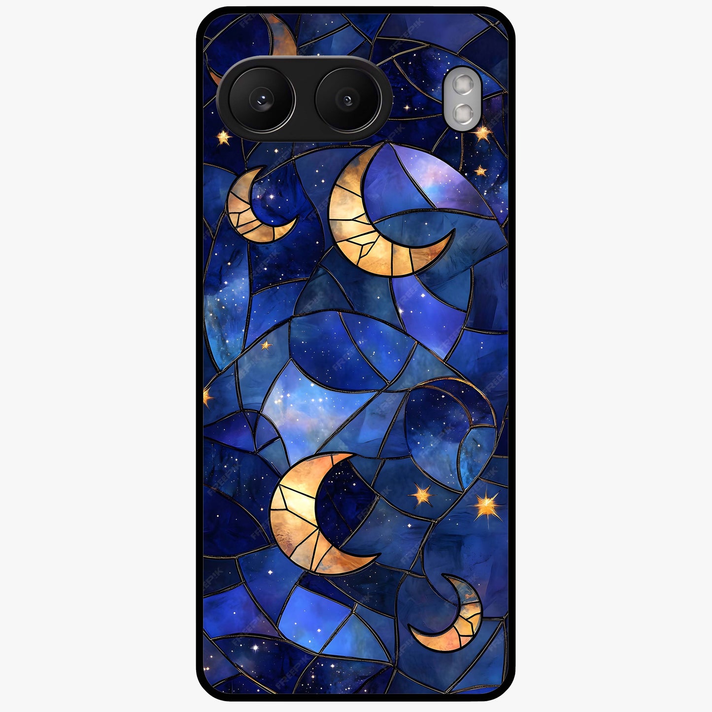 Starlit Sky Tapestry Glass Case for 1+Nord 4 elegant front view featuring starry sky artwork in tapestry style