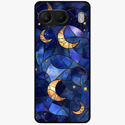 Starlit Sky Tapestry Glass Case for 1+Nord 4 elegant front view featuring starry sky artwork in tapestry style