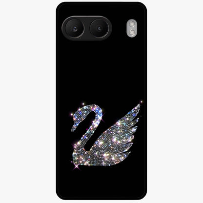 Starlit Swan Grace Glass Case for 1+Nord 4 graceful front view featuring swan artwork under shimmering night sky