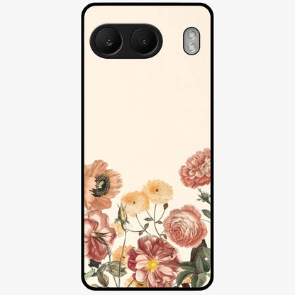 Timeless Garden Romance Glass Case for 1+Nord 4 elegant front view featuring classic floral garden artwork